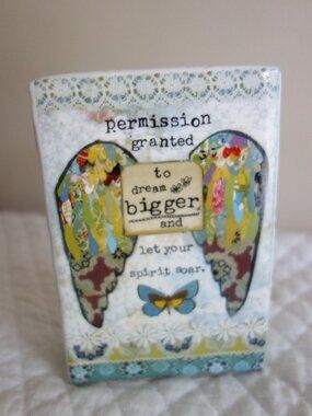 DEMDACO Stoneware Kelly Rae Roberts Plaque Permission Granted to Dream Bigger